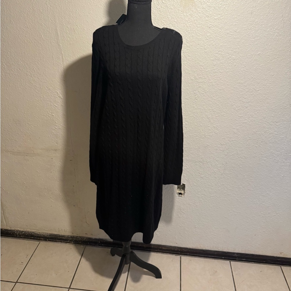 Elegant Black Cable Knit Dress